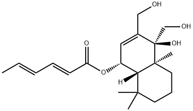 6β-(ヘキサ-2,4-ジエノイルオキシ)-9α,12-ジヒドロキシドリメニノール 化学構造式