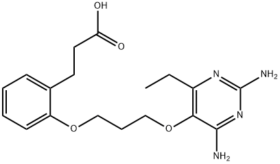 Benzenepropanoic acid, 2-[3-[(2,4-diamino-6-ethyl-5-pyrimidinyl)oxy]propoxy]- Struktur