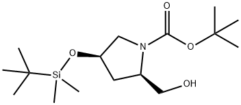 tert-Butyl (2R,4R)-4-[(tert-Butyldimethylsilyl)oxy]-2-(hydroxymethyl)pyrrolidine-1-carboxylate, cis 结构式