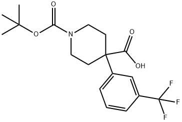 1-(TERT-ブトキシカルボニル)-4-[3-(トリフルオロメチル)フェニル]ピペリジン-4-カルボン酸 化学構造式