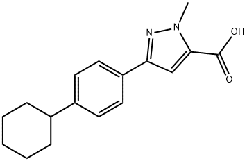 3-(4-CYCLOHEXYLPHENYL)-1-METHYL-1{H}-PYRAZOLE-5-CARBOXYLIC ACID, 1177298-23-5, 结构式