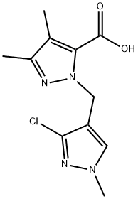 1-[(3-chloro-1-Methyl-1H-pyrazol-4-yl)Methyl)-3,4-diMethyl-1H-pyrazol-5-carboxylic acid 结构式