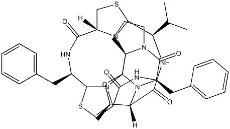 (7R,11R)-14-デメチル-7-デ-sec-ブチル-10,11-ジヒドロ-7-イソプロピル-14-ベンジルウリシクラミド 化学構造式