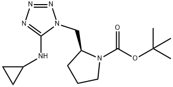 tert-butyl (2S)-2-{[5-(cyclopropylamino)-1H-1,2,3,4-tetrazol-1-yl]methyl}pyrrolidine-1-carboxylate Struktur