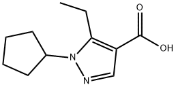 1-环戊基-5-乙基-1H-吡唑-4-羧酸, 1247493-90-8, 结构式