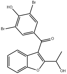 (3,5-二溴-4-羟基苯基)[2-(1-羟基乙基)-3-苯并呋喃基]甲酮 结构式