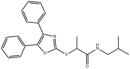 2-((4,5-Diphenyloxazol-2-yl)thio)-N-is obutylpropanamide 化学構造式