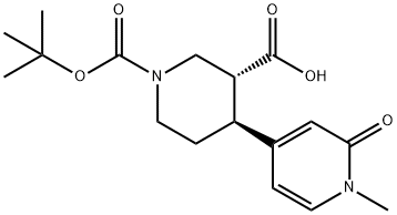 3R,4S)-1-(tert-butoxycarbonyl)-4-(1-Methyl-2-oxo-1,2-dihydropyridin-4-yl)piperidine-3-carboxylic acid 结构式