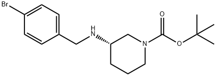 (S)-TERT-ブチル 3-〔[(4-ブロモフェニル)メチル]アミノ〕ピペリジン-1-カルボキシレート 化学構造式