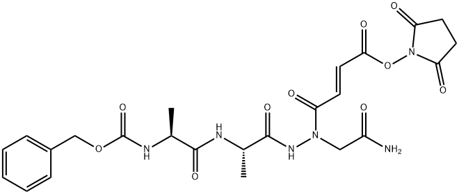 L-Alanine, N-[(phenylmethoxy)carbonyl]-L-alanyl-, 2-(2-amino-2-oxoethyl)-2-[(2E)-4-[(2,5-dioxo-1-pyrrolidinyl)oxy]-1,4-dioxo-2-buten-1-yl]hydrazide 结构式