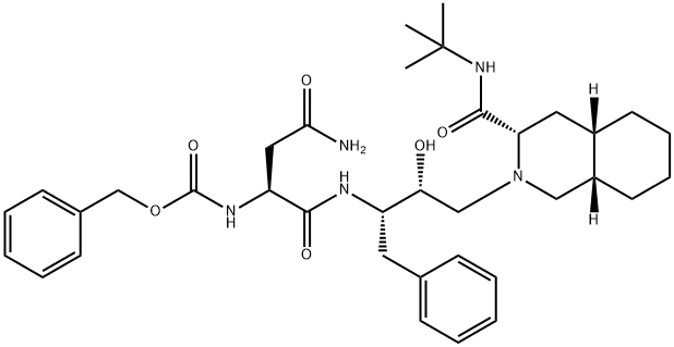 Carbamic acid, [(1S)-3-amino-1-[[[(1S,2R)-3-[(3S,4aS,8aS)-3-[[(1,1-dimethylethyl)amino]carbonyl]octahydro-2(1H)-isoquinolinyl]-2-hydroxy-1-(phenylmethyl)propyl]amino]carbonyl]-3-oxopropyl]-, phenylmethyl ester (9CI) Structure