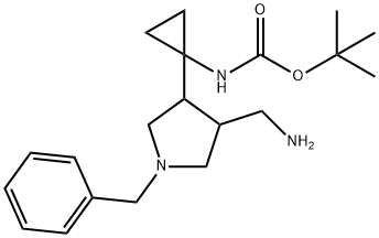 叔-丁基 (1-(4-(氨基甲基)-1-苯甲基吡咯烷-3-基)环丙基)氨基甲酯 结构式