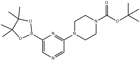 1-Piperazinecarboxylic acid, 4-[6-(4,4,5,5-tetramethyl-1,3,2-dioxaborolan-2-yl)-2-pyrazinyl]-, 1,1-dimethylethyl ester Structure