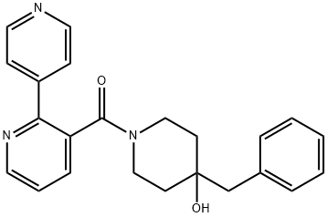 4-ベンジル-1-{[2,4'-ビピリジン]-3-カルボニル}ピペリジン-4-オール 化学構造式