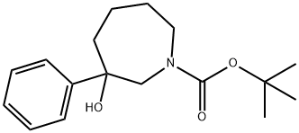 1H-Azepine-1-carboxylic acid, hexahydro-3-hydroxy-3-phenyl-, 1,1-dimethylethyl e… Struktur