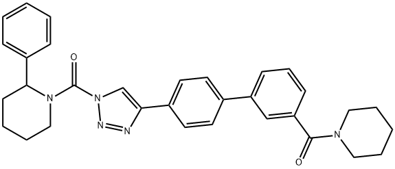 (2-フェニルピペリジノ)[4-[3′-(ピペリジノカルボニル)-1,1′-ビフェニル-4-イル]-1H-1,2,3-トリアゾール-1-イル]ケトン 化学構造式