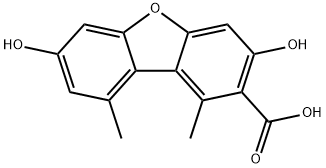 2-Dibenzofurancarboxylic acid, 3,7-dihydroxy-1,9-dimethyl-,154160-67-5,结构式