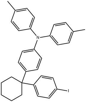 Benzenamine, 4-[1-(4-iodophenyl)cyclohexyl]-N,N-bis(4-methylphenyl)- 化学構造式