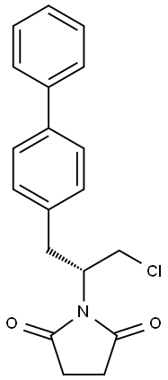 2,5-Pyrrolidinedione, 1-[(1R)-2-[1,1'-biphenyl]-4-yl-1-(chloromethyl)ethyl]- 化学構造式