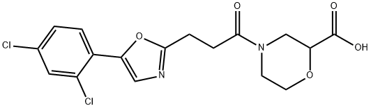 4-(3-(5-(2,4-二氯苯基)噁唑-2-基)丙酰)吗啉-2-甲酸 结构式