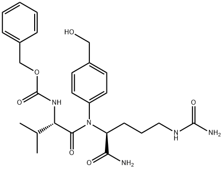 L-Ornithinamide, N-[(phenylmethoxy)carbonyl]-L-valyl-N5-(aminocarbonyl)-N-[4-(hydroxymethyl)phenyl]- 化学構造式