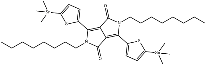 2,5-Dihydro-2,5-dioctyl-3,6-bis[5-(trimethylstannyl)-2-thienyl]pyrrolo[3,4-c]pyrrole-1,4-dione 化学構造式