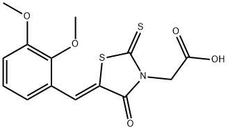 2-[(5Z)-5-[(2,3-dimethoxyphenyl)methylidene]-4-oxo-2-sulfanylidene-1,3-thiazolidin-3-yl]acetic acid Struktur