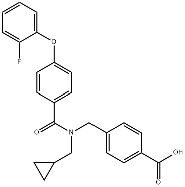 Benzoic acid, 4-[[(cyclopropylmethyl)[4-(2-fluorophenoxy)benzoyl]amino]methyl]- Struktur