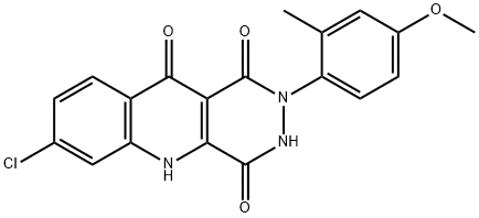 7-CHLORO-2,3-DIHYDRO-2-(4-METHOXY-2-METHYLPHENYL)PYRIDAZINO [4,5-B] QUINOLINE-1,4,10(5H)TRIONE 结构式