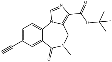 4H-Imidazo[1,5-a][1,4]benzodiazepine-3-carboxylic acid, 8-ethynyl-5,6-dihydro-5-methyl-6-oxo-, 1,1-dimethylethyl ester 化学構造式