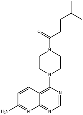 1-Pentanone, 1-[4-(7-aminopyrido[2,3-d]pyrimidin-4-yl)-1-piperazinyl]-4-methyl- Struktur