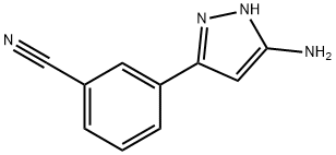 3-(5-Amino-1H-pyrazol-3-yl)benzonitrile 化学構造式