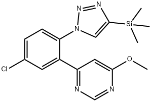 PYRIMIDINE, 4-[5-CHLORO-2-[4-(TRIMETHYLSILYL)-1H-1,2,3-TRIAZOL-1-YL]PHENYL]-6-METHOXY- 结构式