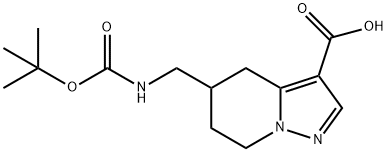 Pyrazolo[1,5-a]pyridine-3-carboxylic acid, 5-[[[(1,1-dimethylethoxy)carbonyl]amino]methyl]-4,5,6,7-tetrahydro- Struktur