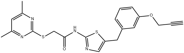 Acetamide, 2-[(4,6-dimethyl-2-pyrimidinyl)thio]-N-[5-[[3-(2-propyn-1-yloxy)phenyl]methyl]-2-thiazolyl]- Structure