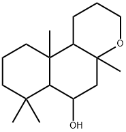 (8ξ)-8,13-エポキシ-14,15,16-トリノルラブダン-6β-オール 化学構造式