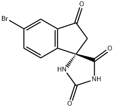 Spiro[imidazolidine-4,1'-[1H]indene]-2,3',5(2'H)-trione, 5'-bromo-, (1'S)- Struktur