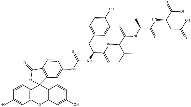 L-Aspartic acid, N-[[(3',6'-dihydroxy-3-oxospiro[isobenzofuran-1(3H),9'-[9H]xanthen]-6-yl)amino]thioxomethyl]-L-tyrosyl-L-valyl-L-alanyl- Structure