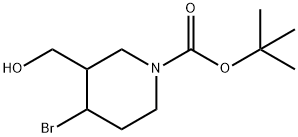 tert-butyl 4-bromo-3-(hydroxymethyl)piperidine-1-carboxylate 化学構造式