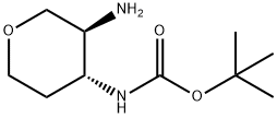 Carbamic acid, N-[(3S,4R)-3-aminotetrahydro-2H-pyran-4-yl]-, 1,1-dimethylethyl ester 化学構造式