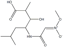 Heptanoic acid, 3-hydroxy-2,6-dimethyl-4-[[2-(methyl-aci-nitro)acetyl]amino]-, (-)- Struktur