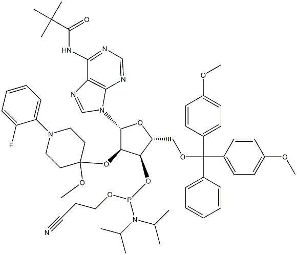 N-blocked-5'-O-DMT-2'-O-Fpmp CED adenosine phosphoramidite Structure