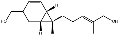 (1R,6β)-7β-[(E)-5-Hydroxy-4-methyl-3-pentenyl]-7-methylbicyclo[4.1.0]hept-2-ene-3-methanol,19888-27-8,结构式