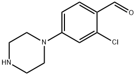 Benzaldehyde, 2-chloro-4-(1-piperazinyl)- 化学構造式