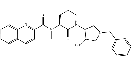 2-Quinolinecarboxamide,N-[1-[[[4-hydroxy-1-(phenylmethyl)-3-pyrrolidinyl]amino]carbonyl]-3-methylbutyl]-N-methyl-,[3(S)]-[partial]-(9CI) 结构式