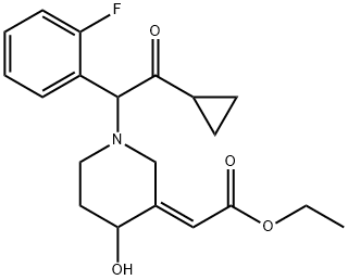 (2E)-2-[1-[2-Cyclopropyl-1-(2-fluorophenyl)-2-oxoethyl]-4-hydroxy-3-piperidinylidene]acetic Acid Ethyl Ester  (Mixture of Diastereomers),204205-15-2,结构式