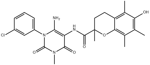 2H-1-Benzopyran-2-carboxamide,  N-[6-amino-1-(3-chlorophenyl)-1,2,3,4-tetrahydro-3-methyl-2,4-dioxo-5-pyrimidinyl]-3,4-dihydro-6-hydroxy-2,5,7,8-|