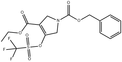1H-Pyrrole-1,3-dicarboxylic acid, 2,5-dihydro-4-[[(trifluoromethyl)sulfonyl]oxy]-, 3-ethyl 1-(phenylmethyl) ester Struktur