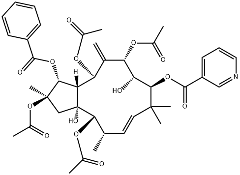 2,5,7,14-四乙酰氧基-3-苯甲酰基氧基-8,15-二羟基-9-烟酰氧基-6(17),11E-麻风树属二烯