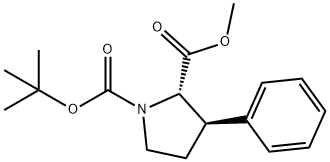 1,2-Pyrrolidinedicarboxylic acid, 3-phenyl-, 1-(1,1-dimethylethyl) 2-methyl ester, (2S,3R)- Struktur